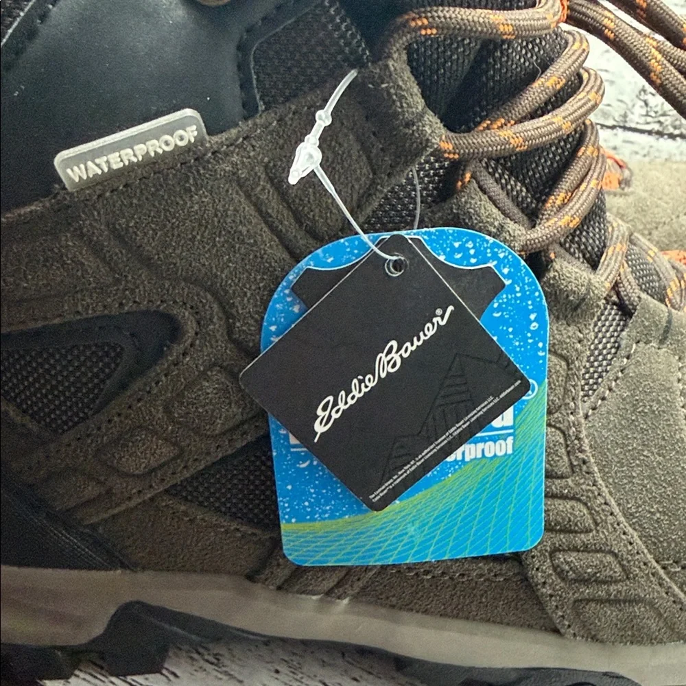 Eddie Bauer Harrison Gray and Orange leather Hiking Boots 10.5 NWT - Picture 7 of 10